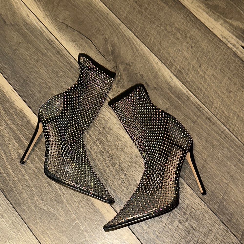 Elegant Black Mesh Stiletto Boots